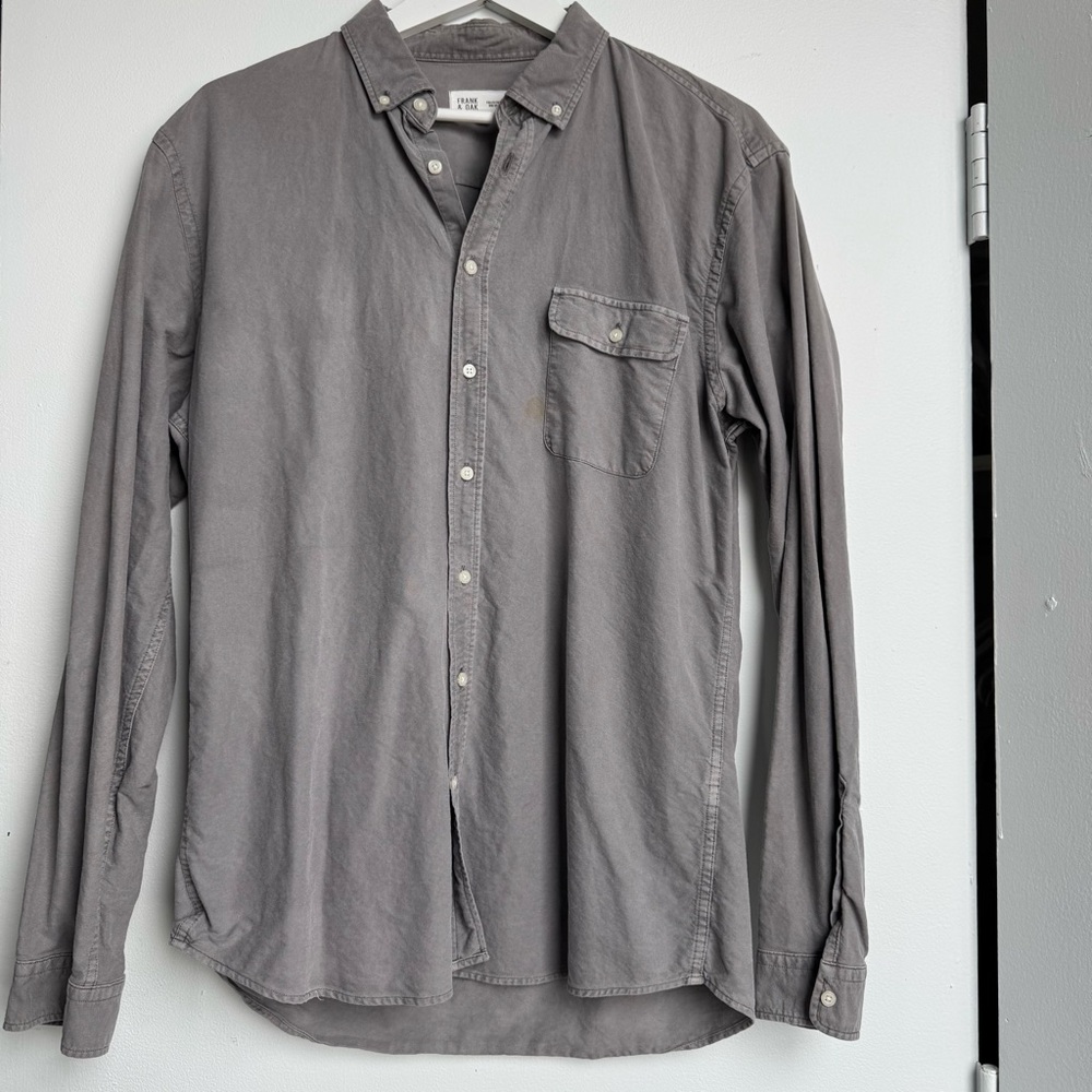 Frank and Oak Men's Gray Button-Down Shirt Large